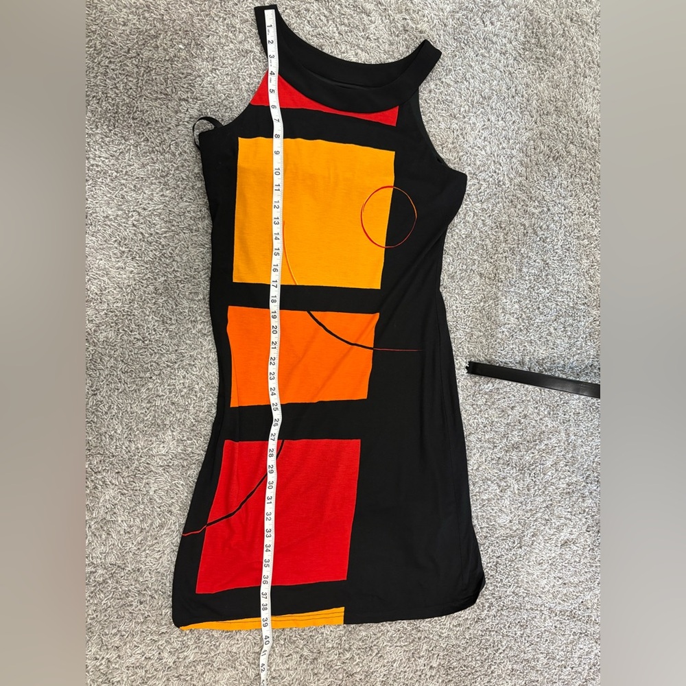 Joseph Ribkoff Abstract Yellow, Orange, Red Sheath Mini Dress - 10 - Picture 9 of 10